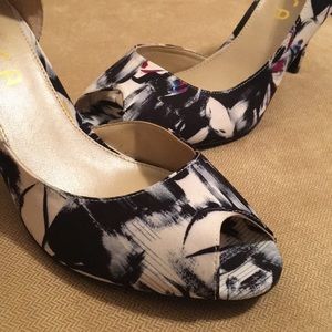 Black and white heels